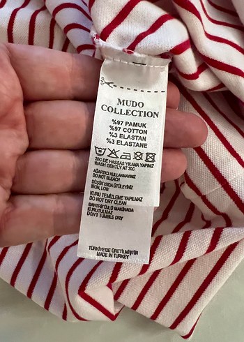40 Beden İnce Kırmızı Çizgili Kemerli Midi Elbise