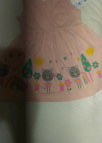 Diğer Kız Çocuk Pembe Baskılı Kolsuz Elbise