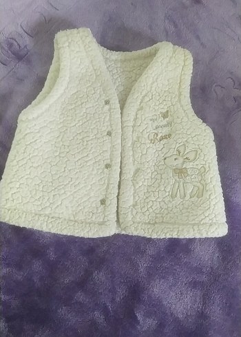 Kız Çocuk Beyaz Nakışlı Triko Yelek yelek 2aya uygun - Görsel 2