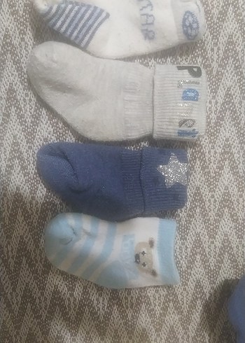 Erkek Çocuk Nakışlı Mavi ve Gri Çorap Seti yeni doğan bebek için - Görsel 4