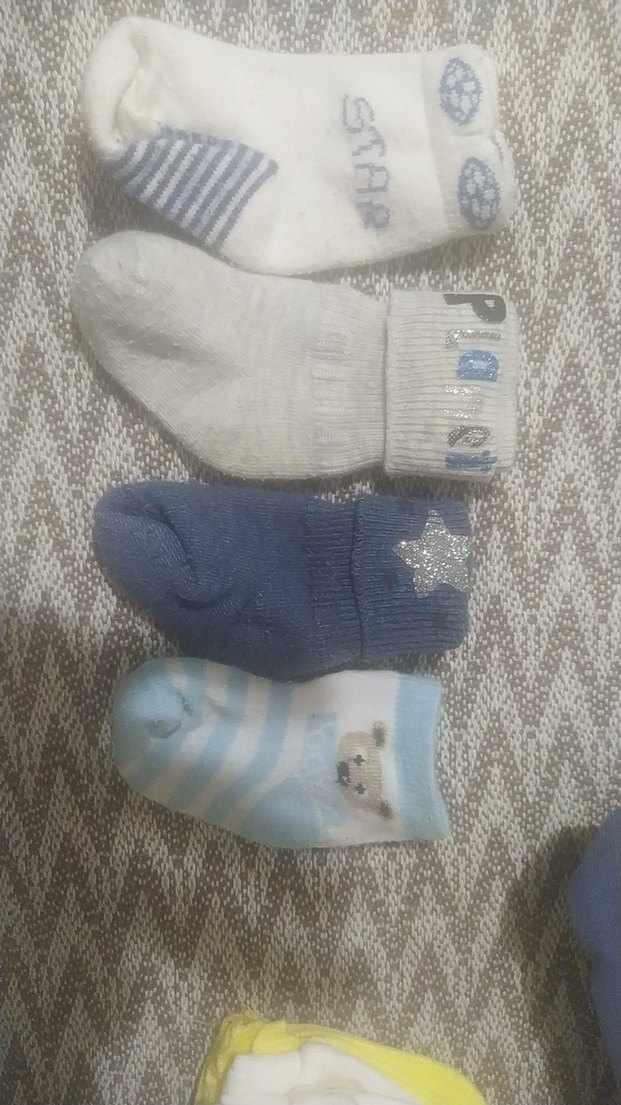 Erkek Çocuk Nakışlı Mavi ve Gri Çorap Seti yeni doğan bebek için - Görsel 3