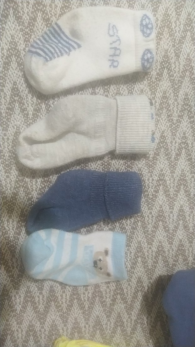 Erkek Çocuk Nakışlı Mavi ve Gri Çorap Seti yeni doğan bebek için - Görsel 5