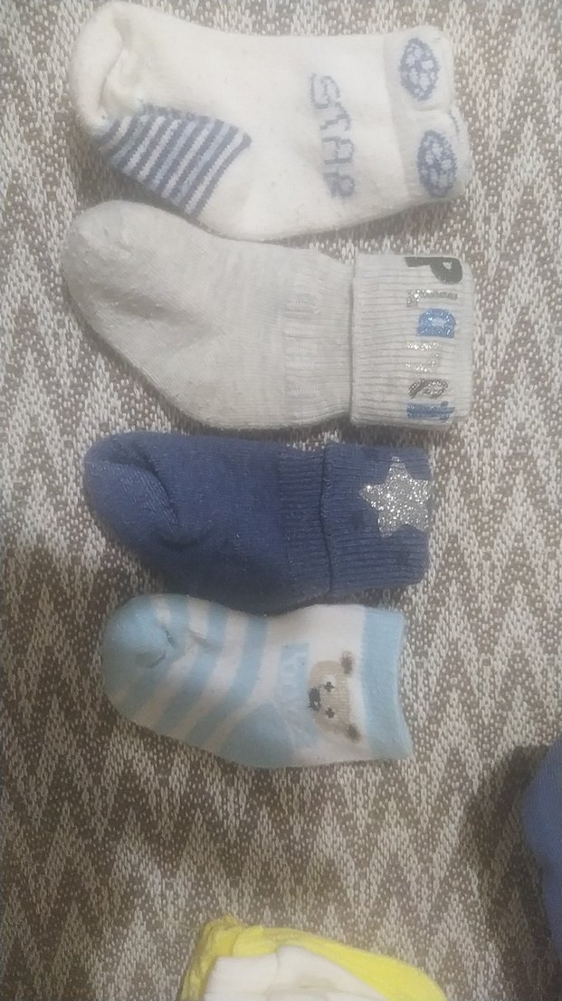 Erkek Çocuk Nakışlı Mavi ve Gri Çorap Seti yeni doğan bebek için - Görsel 4