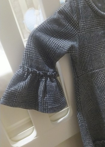 Kız Çocuk Gri Kareli Uzun Kollu Elbise 2yaş uyumludur - Görsel 5