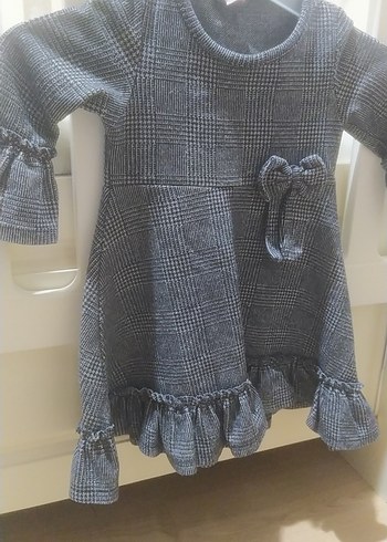 Kız Çocuk Gri Kareli Uzun Kollu Elbise 2yaş uyumludur - Görsel 4