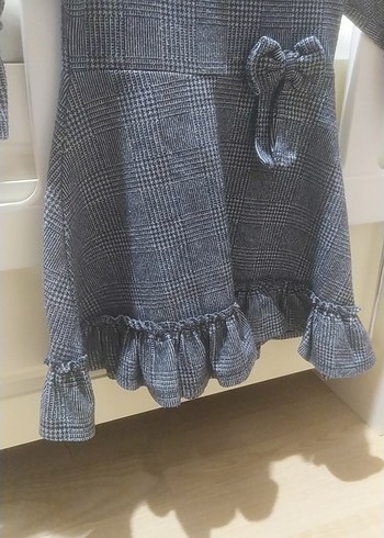 Kız Çocuk Gri Kareli Uzun Kollu Elbise 2yaş uyumludur - Görsel 7