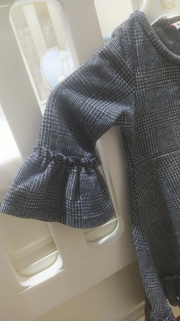 Kız Çocuk Gri Kareli Uzun Kollu Elbise 2yaş uyumludur - Görsel 5