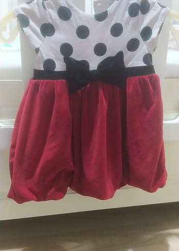 Puantiye Desenli Kız Çocuk Kırmızı Elbise - Görsel 6