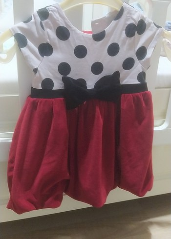 Puantiye Desenli Kız Çocuk Kırmızı Elbise - Görsel 2