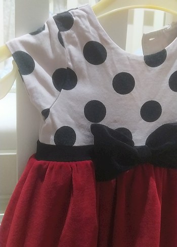 Puantiye Desenli Kız Çocuk Kırmızı Elbise - Görsel 4