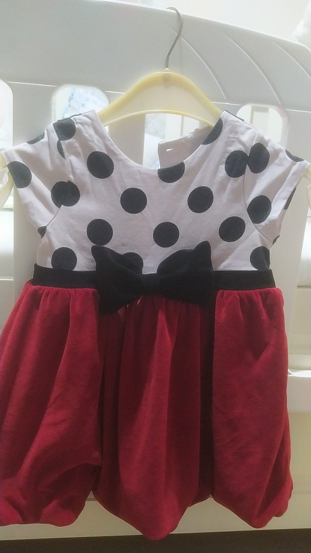 Puantiye Desenli Kız Çocuk Kırmızı Elbise - Görsel 5