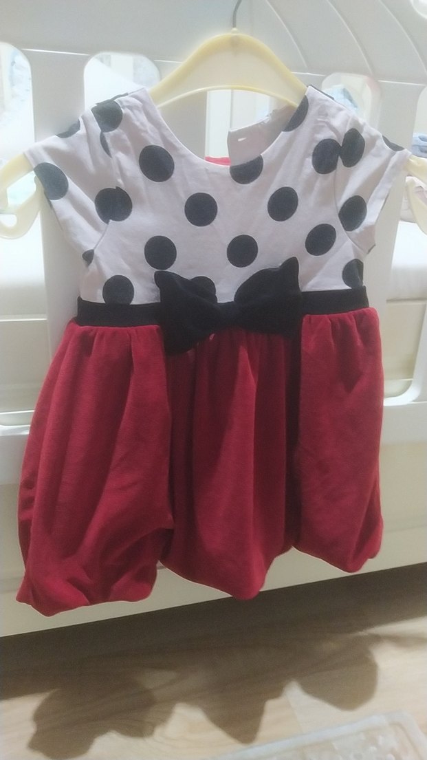 Puantiye Desenli Kız Çocuk Kırmızı Elbise - Görsel 2