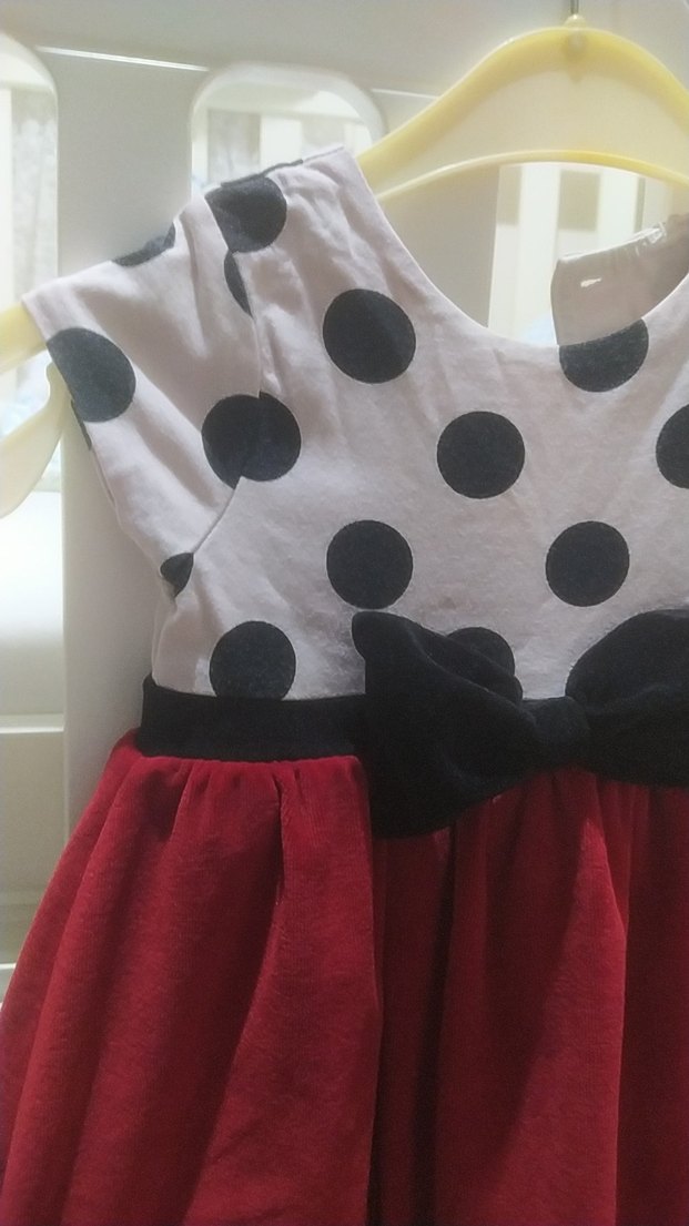 Puantiye Desenli Kız Çocuk Kırmızı Elbise - Görsel 4