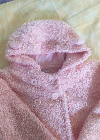 Kız Çocuk Pembe Kapüşonlu Peluş Mont - Görsel 7