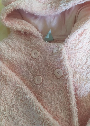 Kız Çocuk Pembe Kapüşonlu Peluş Mont - Görsel 4