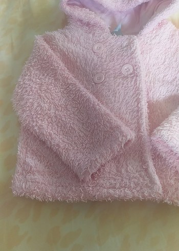 Kız Çocuk Pembe Kapüşonlu Peluş Mont - Görsel 2
