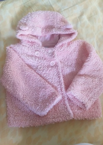 Kız Çocuk Pembe Kapüşonlu Peluş Mont - Görsel 8