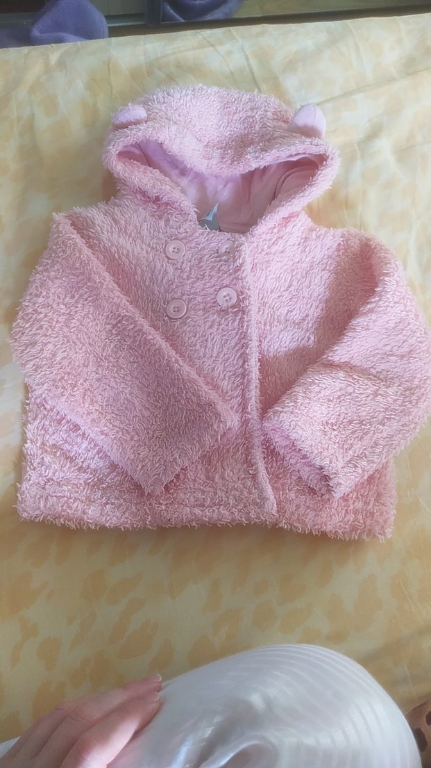 Kız Çocuk Pembe Kapüşonlu Peluş Mont - Görsel 3