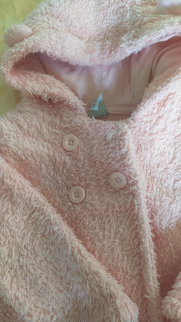 Kız Çocuk Pembe Kapüşonlu Peluş Mont - Görsel 4