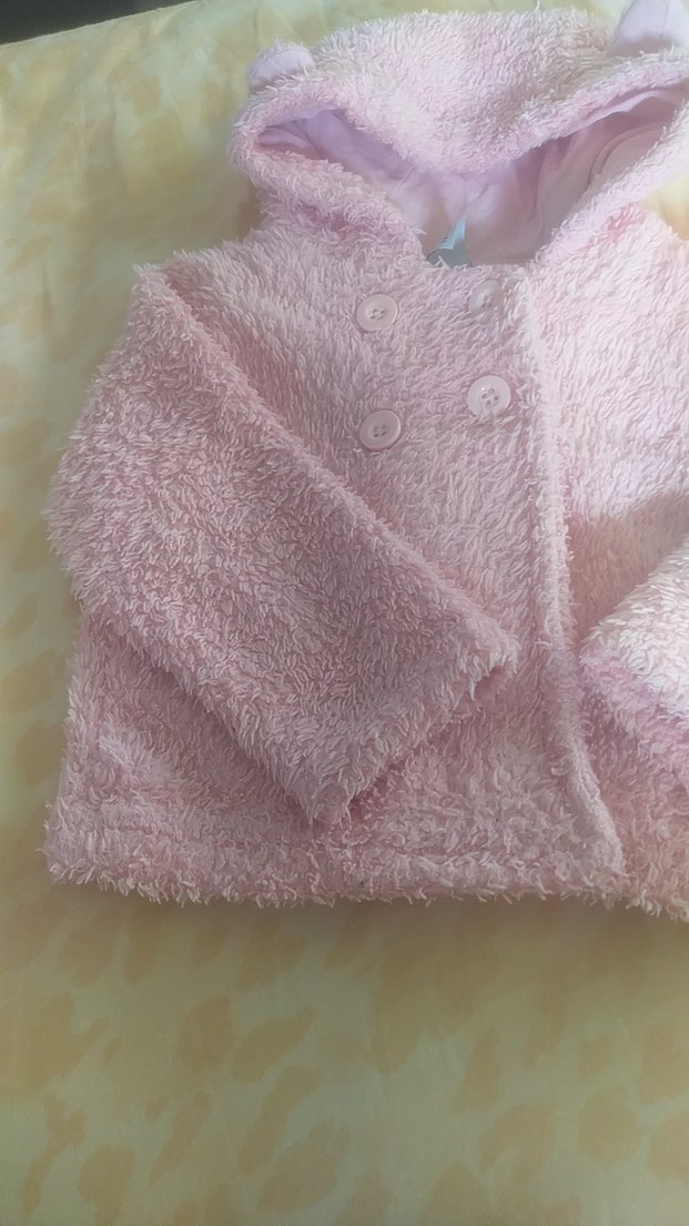 Kız Çocuk Pembe Kapüşonlu Peluş Mont - Görsel 2