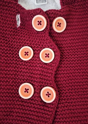 Bordo Nakışlı Kız Çocuk Triko Hırka - Görsel 6