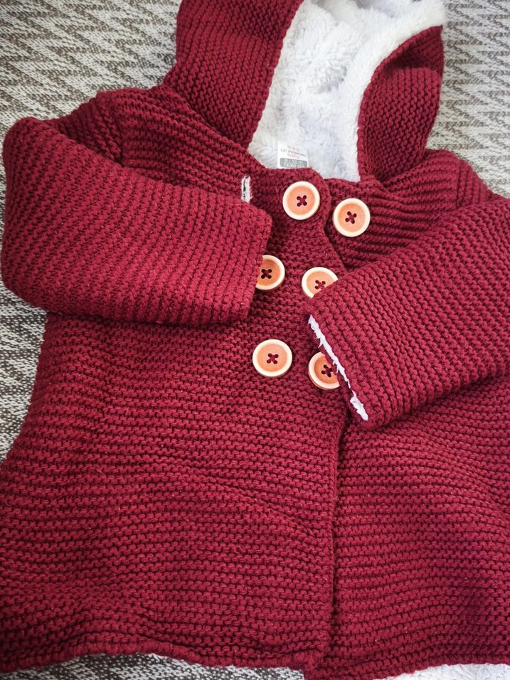 Bordo Nakışlı Kız Çocuk Triko Hırka - Görsel 5