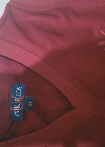 Kırmızı V Yakalı penye bordo süveter çocuk sıfır ürün - Görsel 5