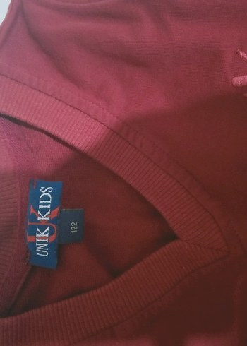 Kırmızı V Yakalı penye bordo süveter çocuk sıfır ürün - Görsel 8