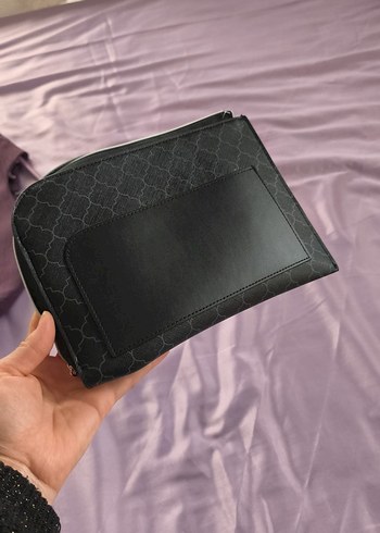 Siyah Parisian Desenli Fermuarlı Makyaj Çantası - Görsel 11