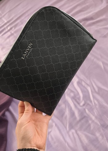 Siyah Parisian Desenli Fermuarlı Makyaj Çantası - Görsel 6