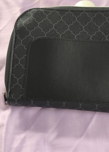 Siyah Parisian Desenli Fermuarlı Makyaj Çantası - Görsel 2