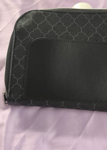 Siyah Parisian Desenli Fermuarlı Makyaj Çantası - Görsel 4