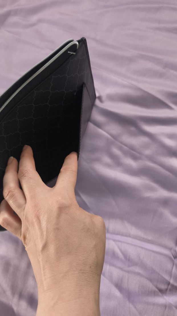 Siyah Parisian Desenli Fermuarlı Makyaj Çantası - Görsel 5