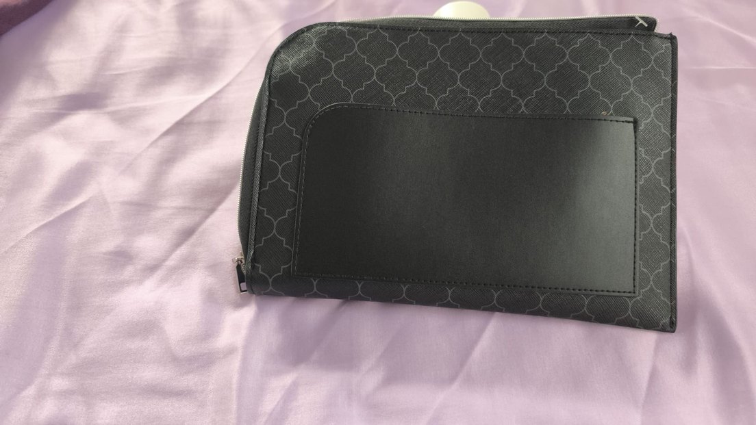 Siyah Parisian Desenli Fermuarlı Makyaj Çantası - Görsel 2