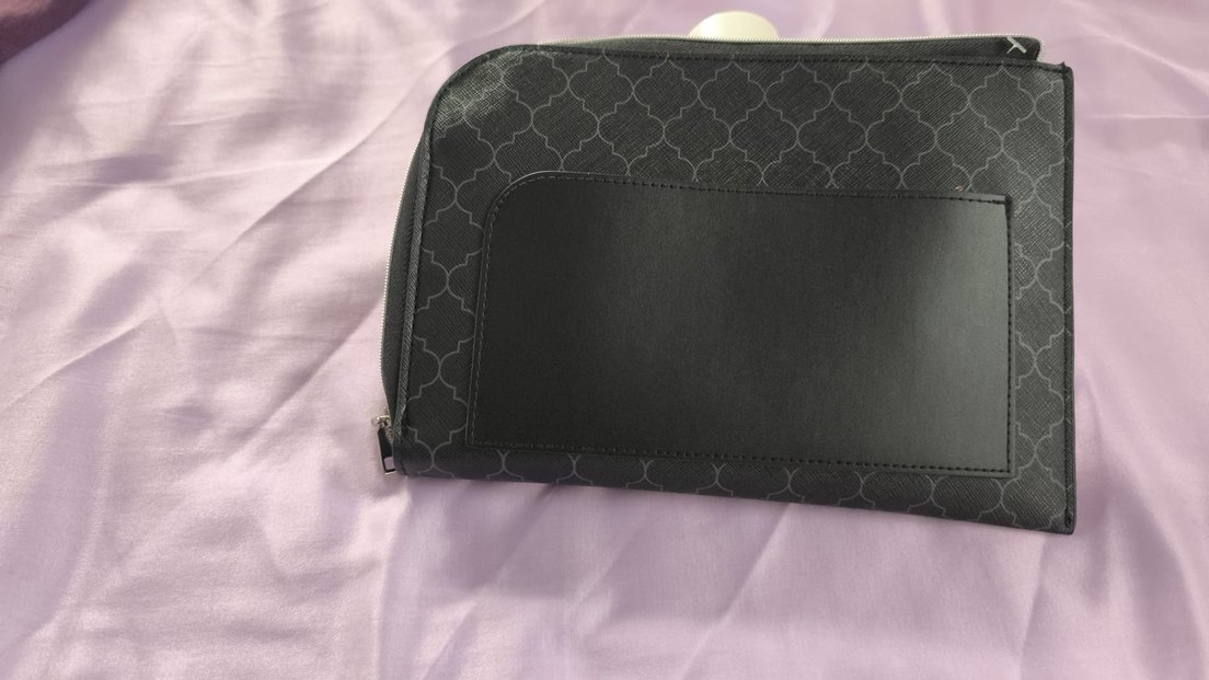 Siyah Parisian Desenli Fermuarlı Makyaj Çantası - Görsel 4