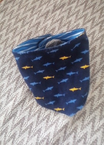 Lacivert Bebek Önlüğü Balık Desenli cirtli yakalık - Görsel 6