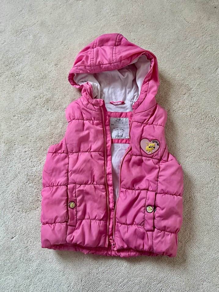 Kız Çocuk Pembe Kapüşonlu Yelek - Görsel 4