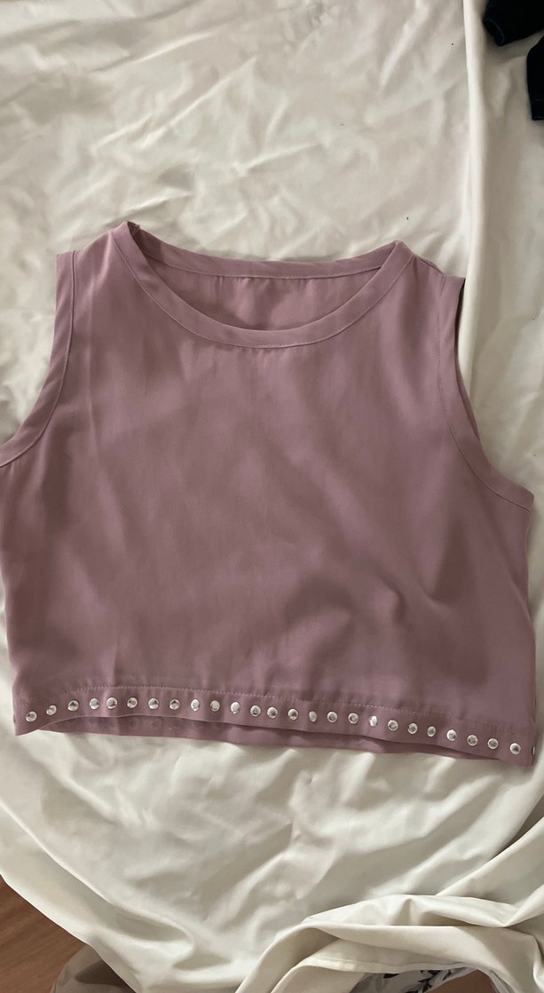 Düğmeli Mor Kolsuz Kadın Atlet - Görsel 2