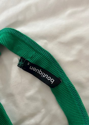 Yeşil Kolsuz Keten Crop Top - Görsel 3