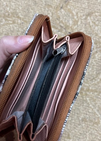 Kahverengi Yılan Derisi Desenli Kadın Cüzdan - Görsel 5