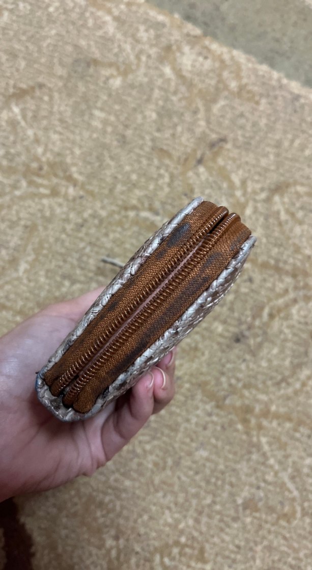 Kahverengi Yılan Derisi Desenli Kadın Cüzdan - Görsel 3