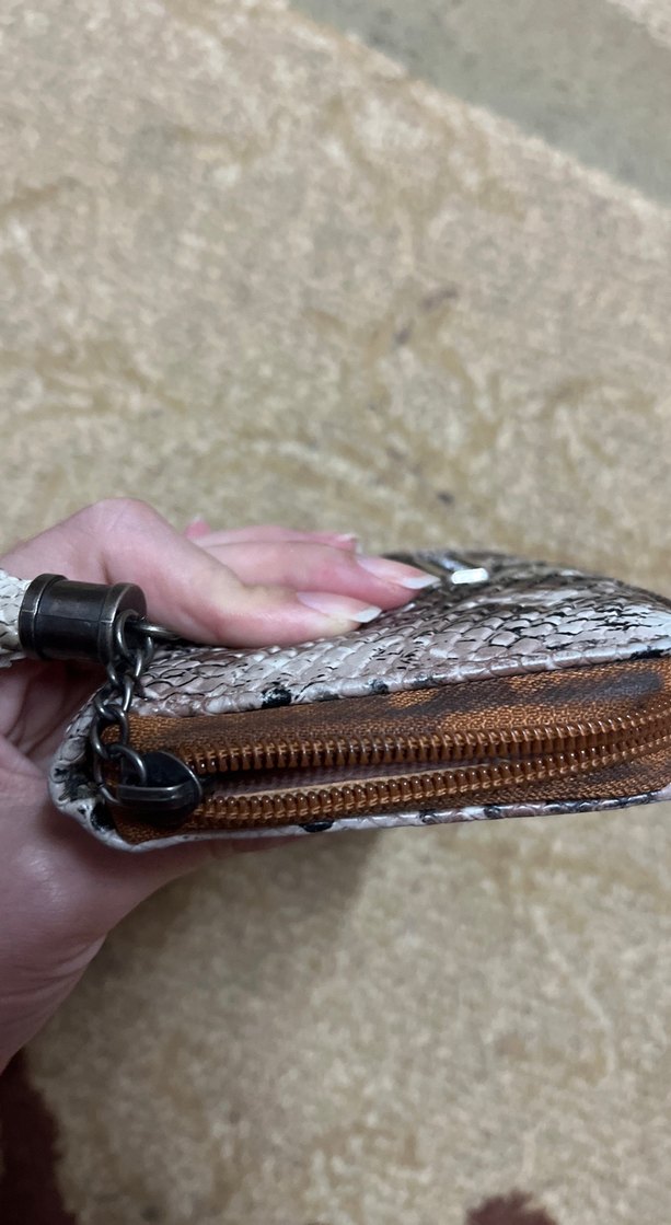 Kahverengi Yılan Derisi Desenli Kadın Cüzdan - Görsel 4