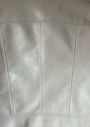 Bej Mini Biker Deri Ceket - Görsel 5