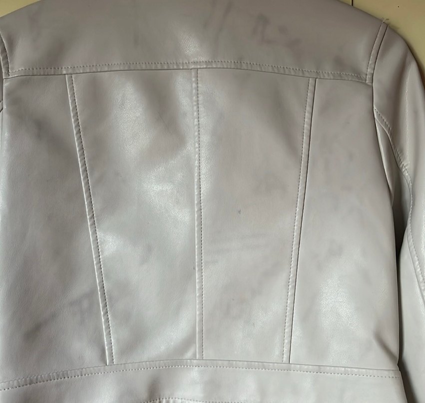 Bej Mini Biker Deri Ceket - Görsel 5