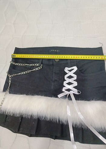 l Beden siyah Renk y2k gotik grunge pileli fur etek