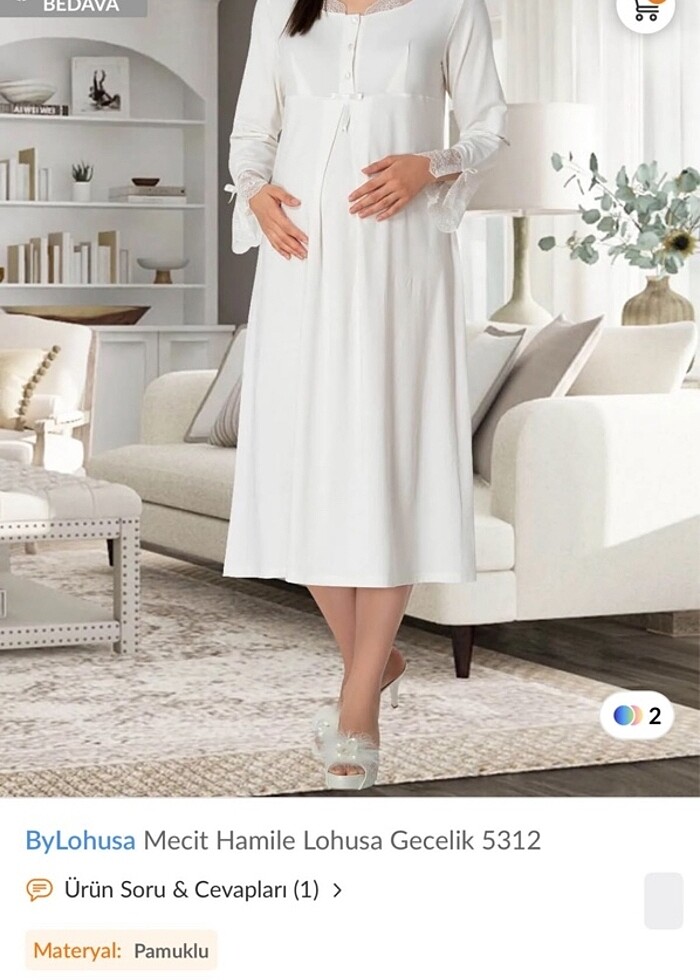 Lohusa gecelik pijama - Görsel 2