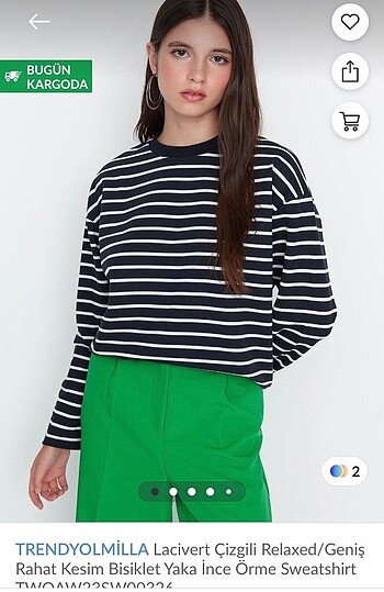 trendyol milla lacivert cizgili sweatshirt