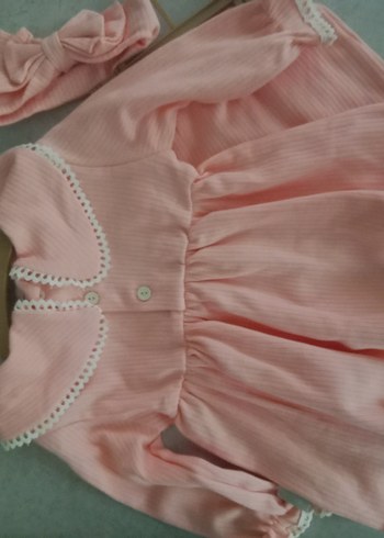 Dantel Detaylı Pembe Bebek Kız Takımı - Görsel 3