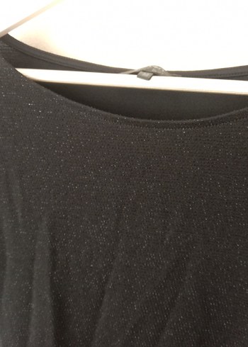 Kemerli Siyah Keten Midi Kadın Tişört - Görsel 4