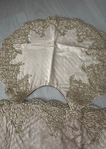 İşlemeli Dantelli Banyo Seti - Görsel 4